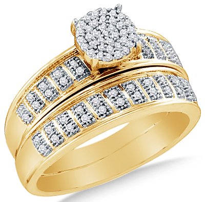 Gold Diamond Micro Pave Bridal Set - 19GG44