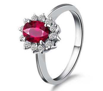 0.71ct Natural Ruby/Diamond Engagement Ring - 19GG57