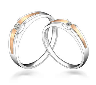 2 Tone 18k Gold Couple Ring -19GG88