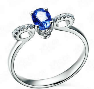 18K Gold Round Style Sapphire Engagement Ring - 19GG90