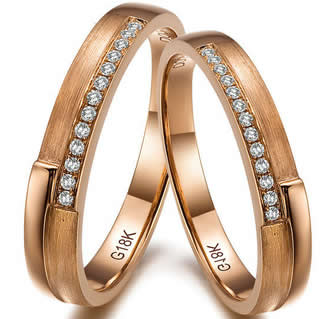 18k Rose Gold Wedding Rings - 20GG06