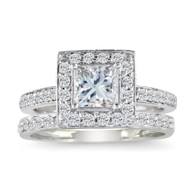 Princess Diamond Bridal Set in 14k White Gold - 20GG08