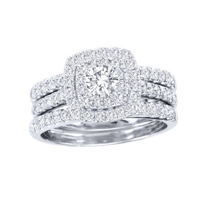 1 1/2ct TDW Diamond Halo Bridal Ring Set - 20GG13