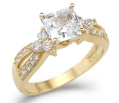 14k Yellow Gold Princess Cut Engagement Ring - 20GG16
