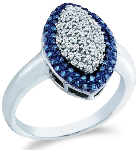 Yellow OR White Gold Blue and White Diamond Marquise Shape Diamond Engagement Ring - 20GG19