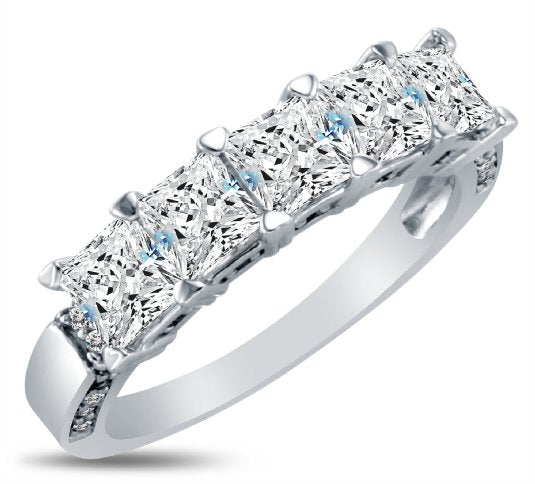 3mm Solid 14k White OR Yellow Gold Princess Cut Engagement Ring  - 20GG21