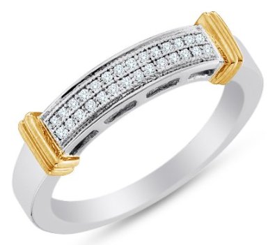 10K White and Yellow 2 Tone Gold Micro Pave Engagement Ring - 20GG22