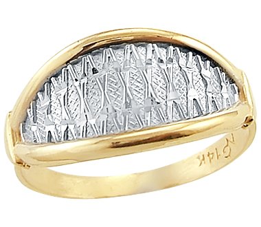 14k Yellow and White 2 Two Tone Gold Fashion Ring - 20GG29