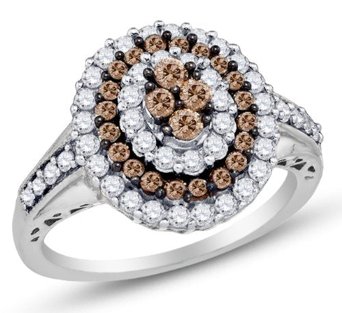10K White Gold  Chocolate Brown and White Diamond Engagement Ring OR Fashion Band - 20GG31
