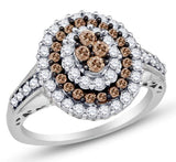 10K White Gold  Chocolate Brown and White Diamond Engagement Ring OR Fashion Band - 20GG31