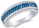 10K White Gold Blue and White Diamond Ladies Womens Wedding Band - 20GG32