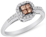 10K White Gold Chocolate Brown and White Diamond Engagement Ring - 20GG34