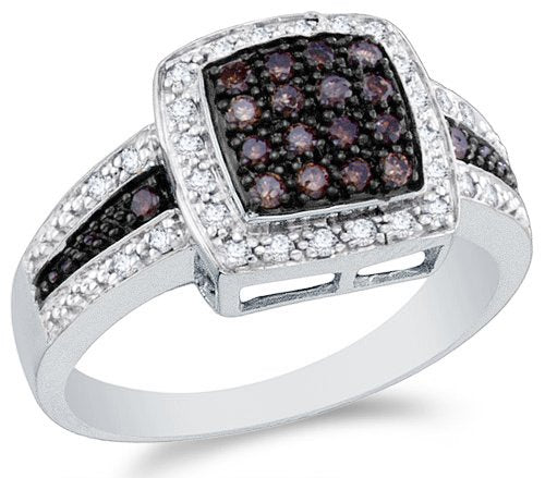 Gold White and Chocolate Brown Diamond Halo Engagement Ring - 20GG37