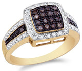 Gold White and Chocolate Brown Diamond Halo Engagement Ring - 20GG37