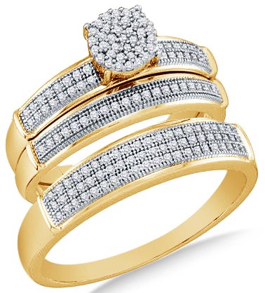 10k Yellow OR White Gold Diamond Micro Pave Couple Set - 20GG39