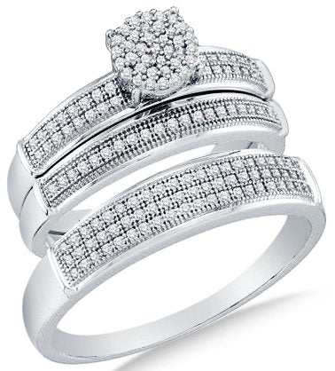 10k Yellow OR White Gold Diamond Micro Pave Couple Set - 20GG39
