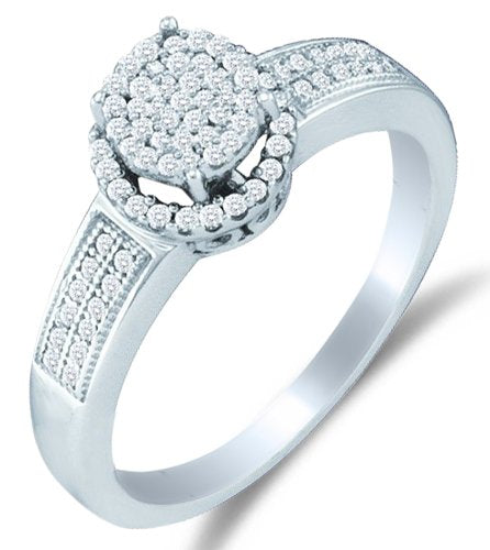 10K White Gold Diamond Halo Engagement Ring - 20GG42
