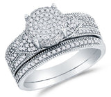 10K White Gold Round Brilliant Cut Diamond Bridal Set - 20GG43