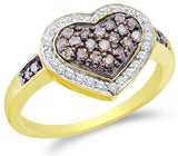 14K Yellow and White Two Tone Gold White and Chocolate Brown Diamond Halo Engagement Ring - 20GG48