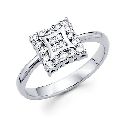 14k White Gold Square Diamond Engagement Ring - 20GG52