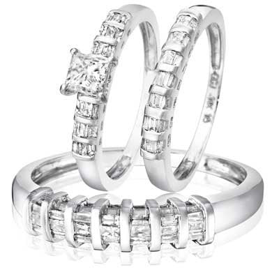 1 1/6 Carat T.W. Princess Cut Diamond Solitaire Trio Ring - 20GG54