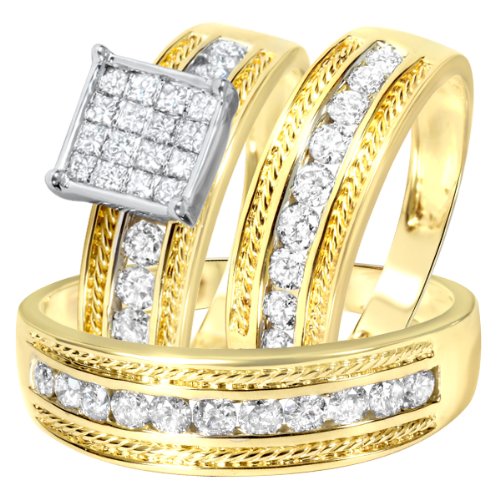 1 3/8 Carat T.W. Round, Princess Cut Diamond Wedding Set - 20GG63