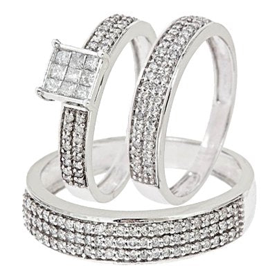 1 CT. T.W. Round, Princess Cut Diamond Wedding Set - 20GG67