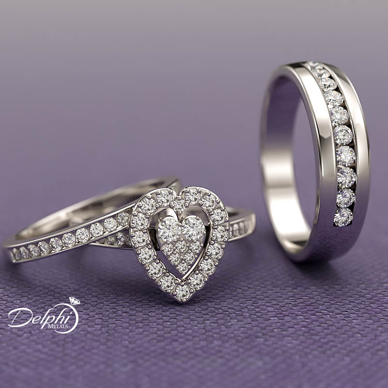 Heart Shape Trio Wedding Set - 20GG71