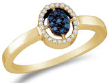 14K White Gold White and Blue Diamond Halo Engagement Ring - 20GG86