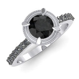 1.40 Carat (ctw) Sterling Silver Round Black Diamond Engagement Ring- 20gg90