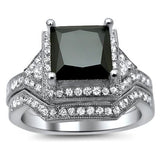 2.70ct Princess Black Diamond Bridal Set - 20GG92