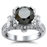 3.40ct Black Round Diamond Engagement Ring - 20GG93