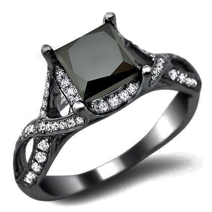 2.30ct Black Princess Cut Diamond Engagement Ring - 20GG95