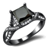 2.30ct Black Princess Cut Diamond Engagement Ring - 20GG95