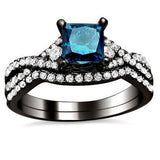 1.25ct Blue Princess Cut Diamond Bridal Set - 20GG98