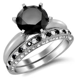 3.02ct Black Round Diamond Bridal Set - 21GG00