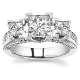 1.95 Ct Brilliant Princess Cut 3 Stone Diamond Engagement Ring - 21GG01