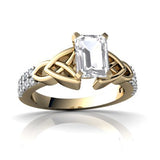 Genuine White Topaz 14kt Yellow Gold engagement Ring - 21GG03