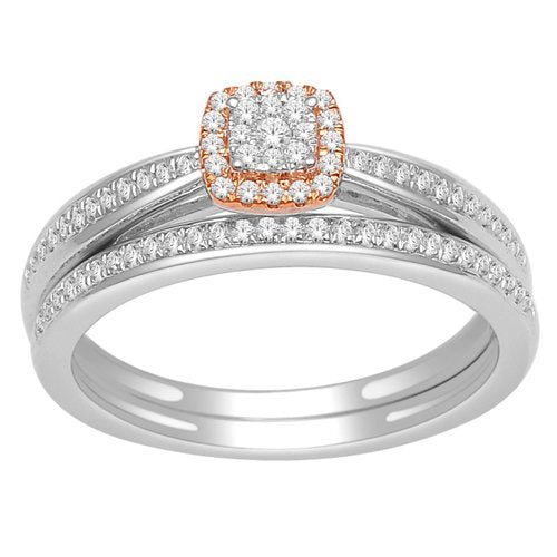 White & Rose Gold Â¼ ct Diamond Bridal Set  - 21GG22