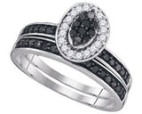 White Gold Black Diamond Bridal Set - 21GG28