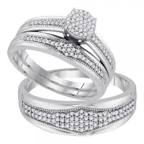 0.40 Carat (ctw) 10K White Gold Wedding Set - 21GG36