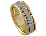 Men's Two Tone 18k Yellow White Gold 7mm Wedding Band - 21GG39