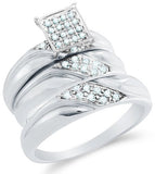 Diamond Mens and Ladies Couple Trio Wedding Set - 21GG53