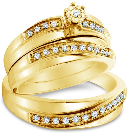 Wedding Ring Band Set - Round Diamonds - 21GG56