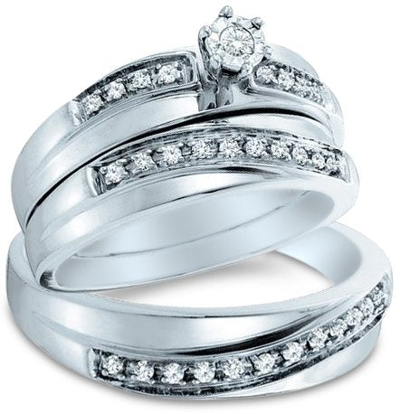 Wedding Ring Band Set - Round Diamonds - 21GG56