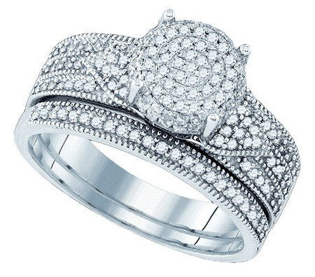 0.50 Carat Round Micro-Pave Diamond Bridal Set - 21GG77