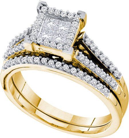 0.50 Carat Princess Cut Invisible & Round Diamond Bridal Set - 21GG78