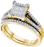 0.50 Carat Princess Cut Invisible & Round Diamond Bridal Set - 21GG78