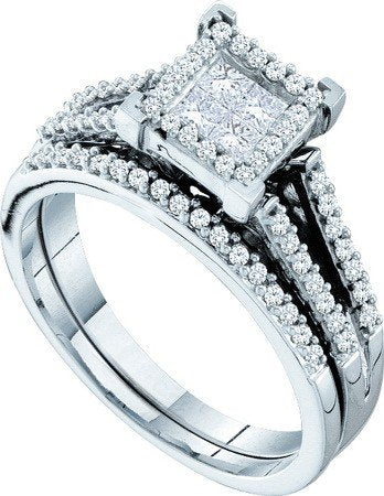 0.50 Carat Princess Cut Invisible & Round Diamond Bridal Set - 21GG79