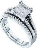 0.50 Carat Princess Cut Invisible & Round Diamond Bridal Set - 21GG79